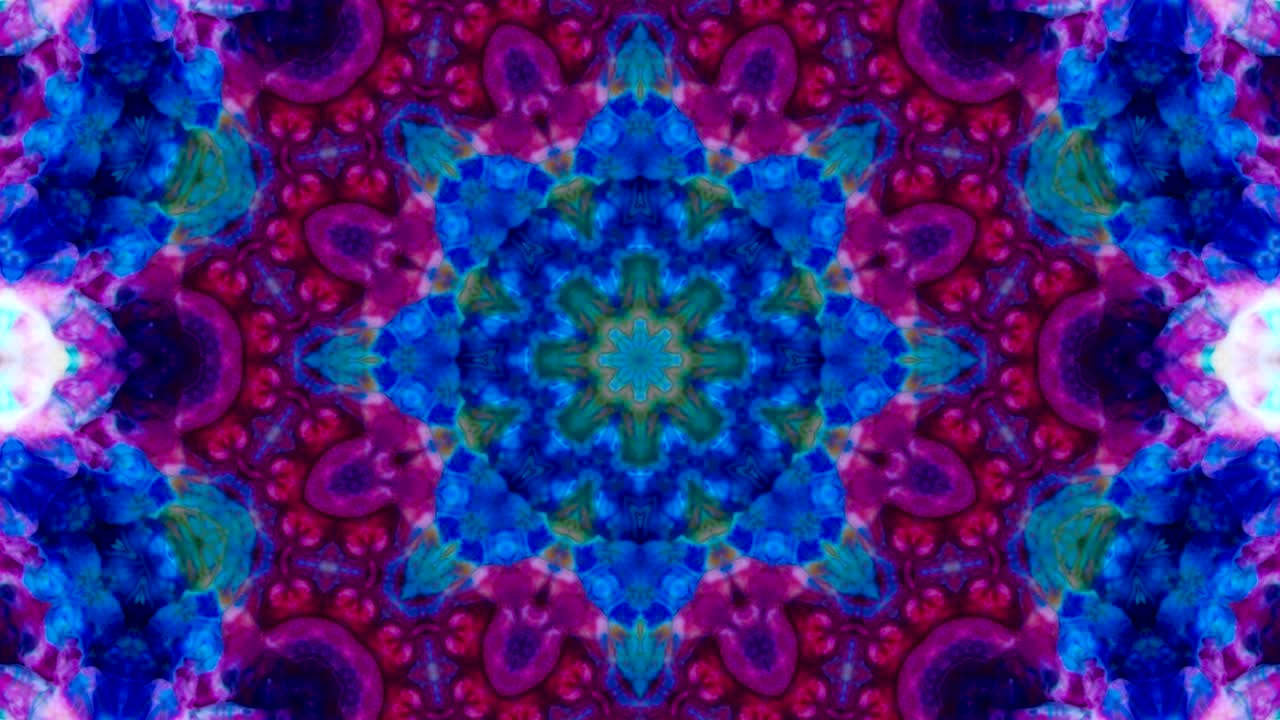 movimiento de caleidoscopio abstracto: círculos geométricos y formas de estrellas