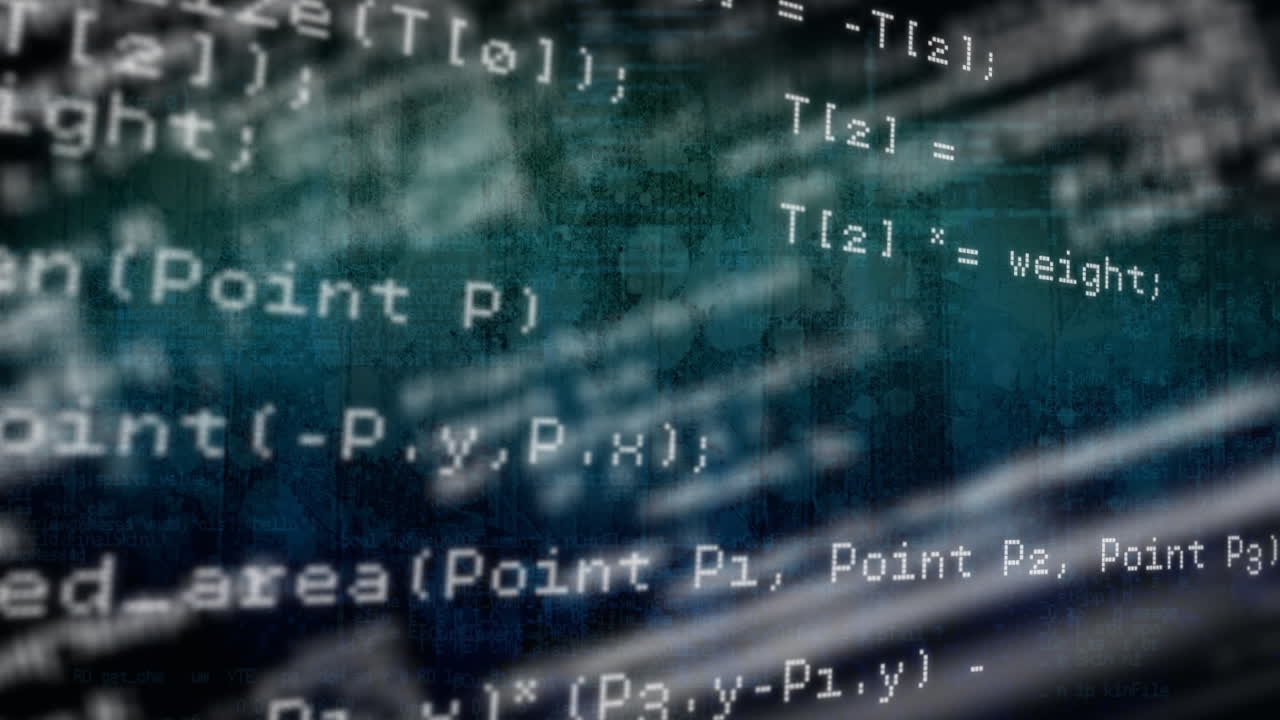Animation of data processing over dark green background