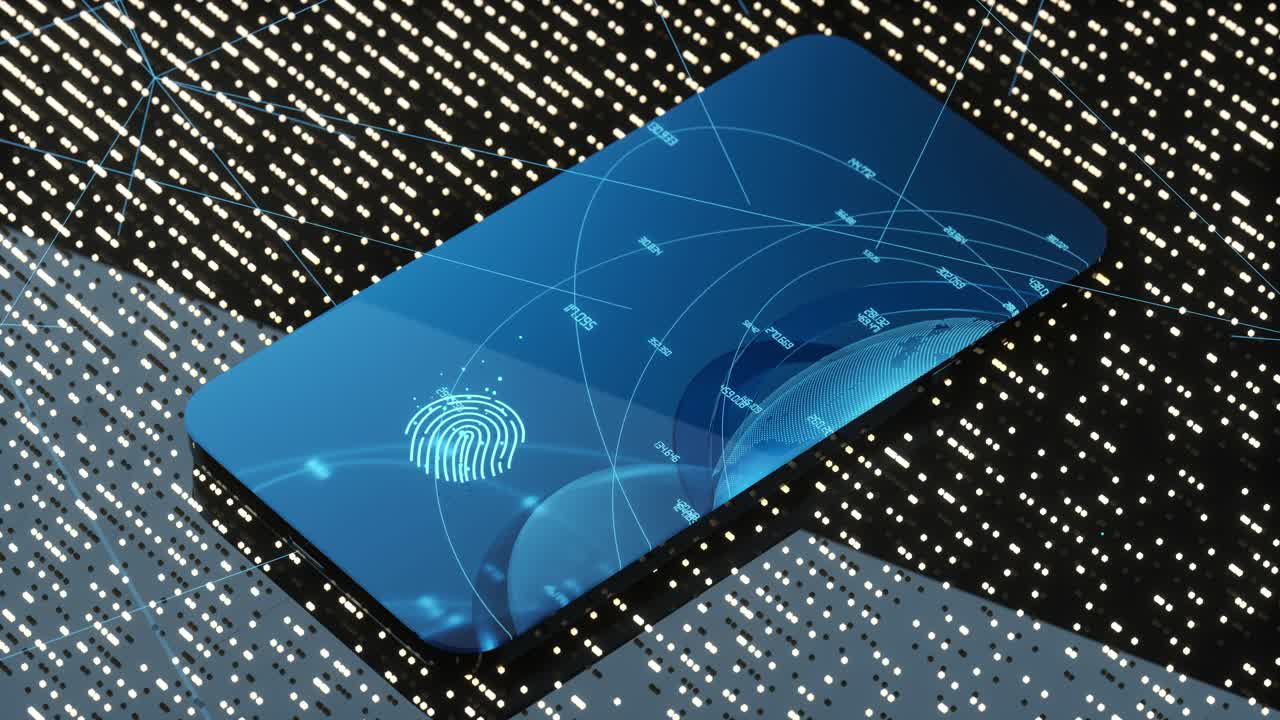 concepto de identificación de huellas dactilares, antecedentes tecnológicos, renderización en 3d.