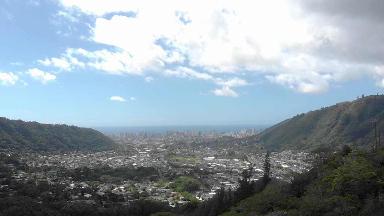 The summit of the Pu'u Pia trail summit boasting a stunning view of the city of Honolulu