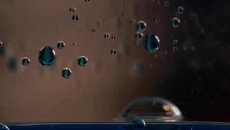 blue liquid draining macro