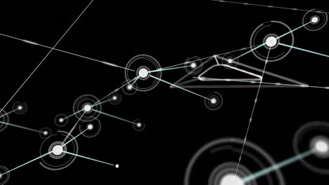 Animation-of-set-square-icon-over-network-of-connections-on-black-background