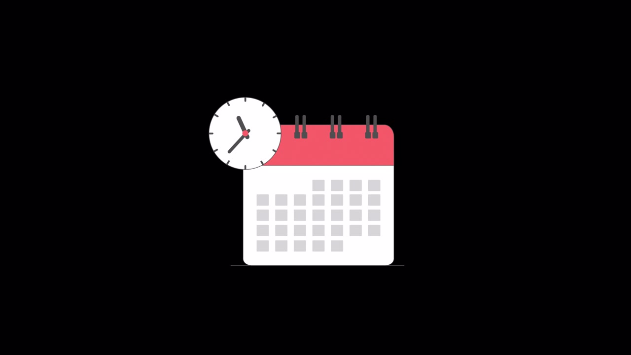 Animeret kalender- og urikon til tidsstyring