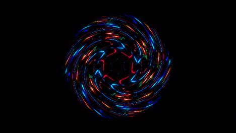 animated round shape of blue color flashing lights, on a black background