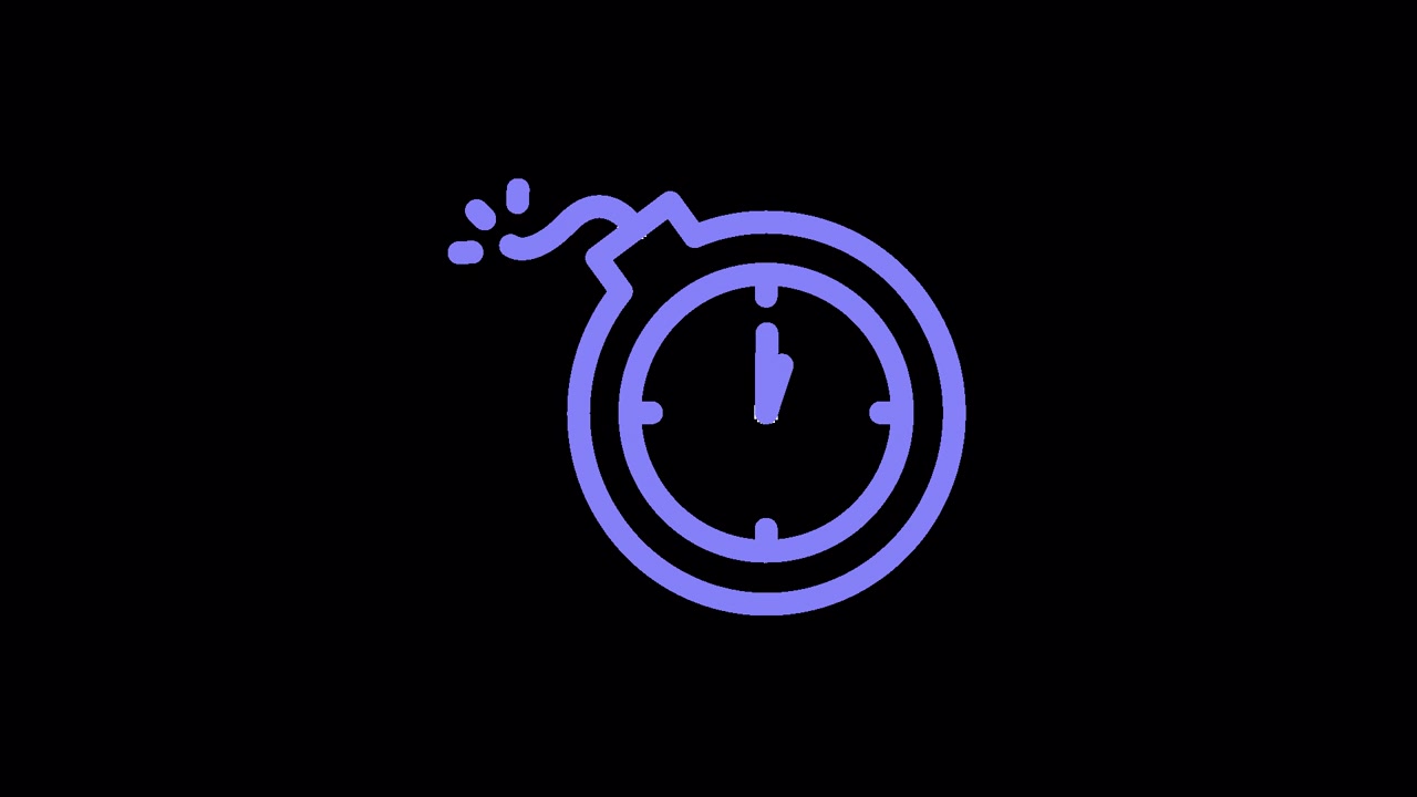 Animated Time Bomb Icon with Ticking Clock and Sparking Fuse