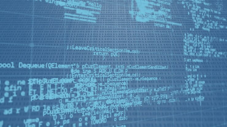 Animation of binary coding and data processing over grid