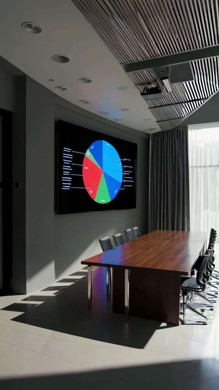 Modern Conference Room with Large Screen Display