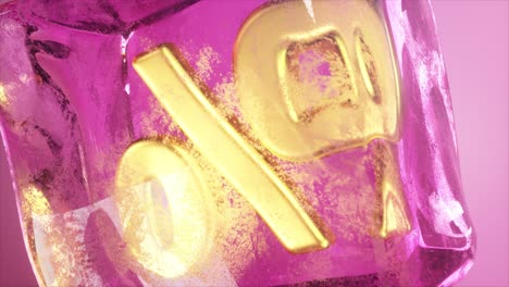 el porcentaje de descuento del cubo de hielo rosa efecto visual