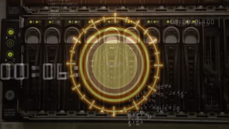 animation of scope scanning with data processing over server room