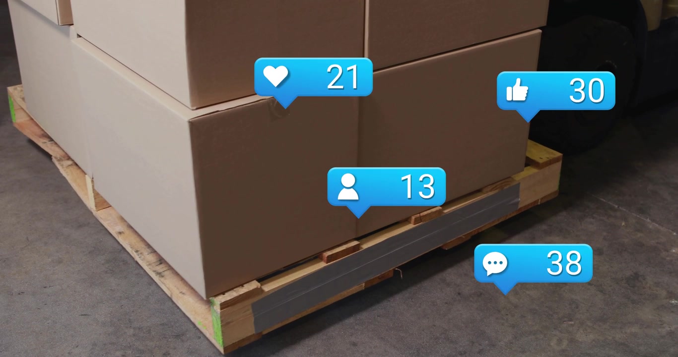 Un solo icono de chat apareciendo en una pila de paletas y generando iconos flotantes que muestran el crecimiento del engagement.