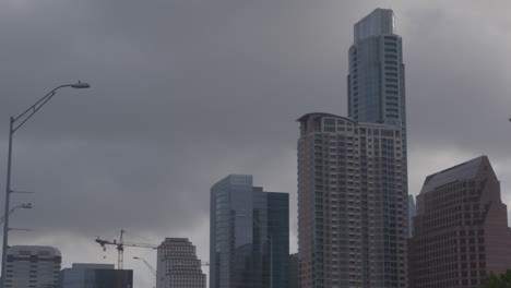 pan left to right on cloudy austin city skyline