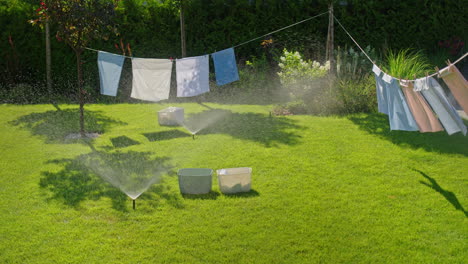 laundry drying in a sunny garden