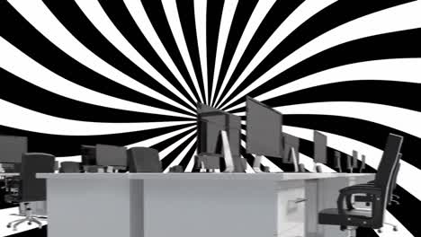 office with black and white optical illusion