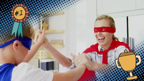 Superheroes-mother-and-son-high-five