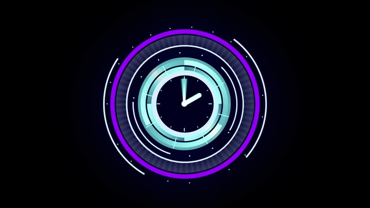 Animation of scope scanning with clock over black background