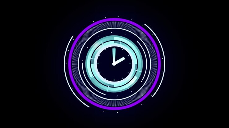 Animation of scope scanning with clock over black background