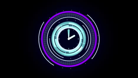 animación de escaneo de alcance con reloj sobre fondo negro