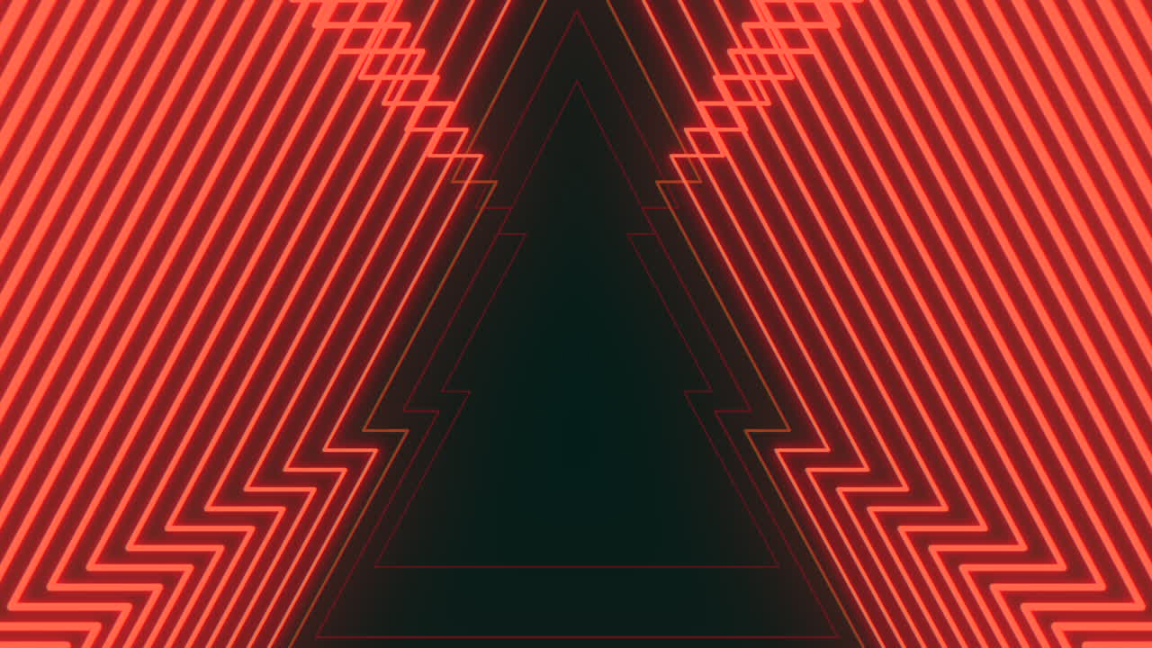 Mesmerizing neon light tunnel with triangular center shape