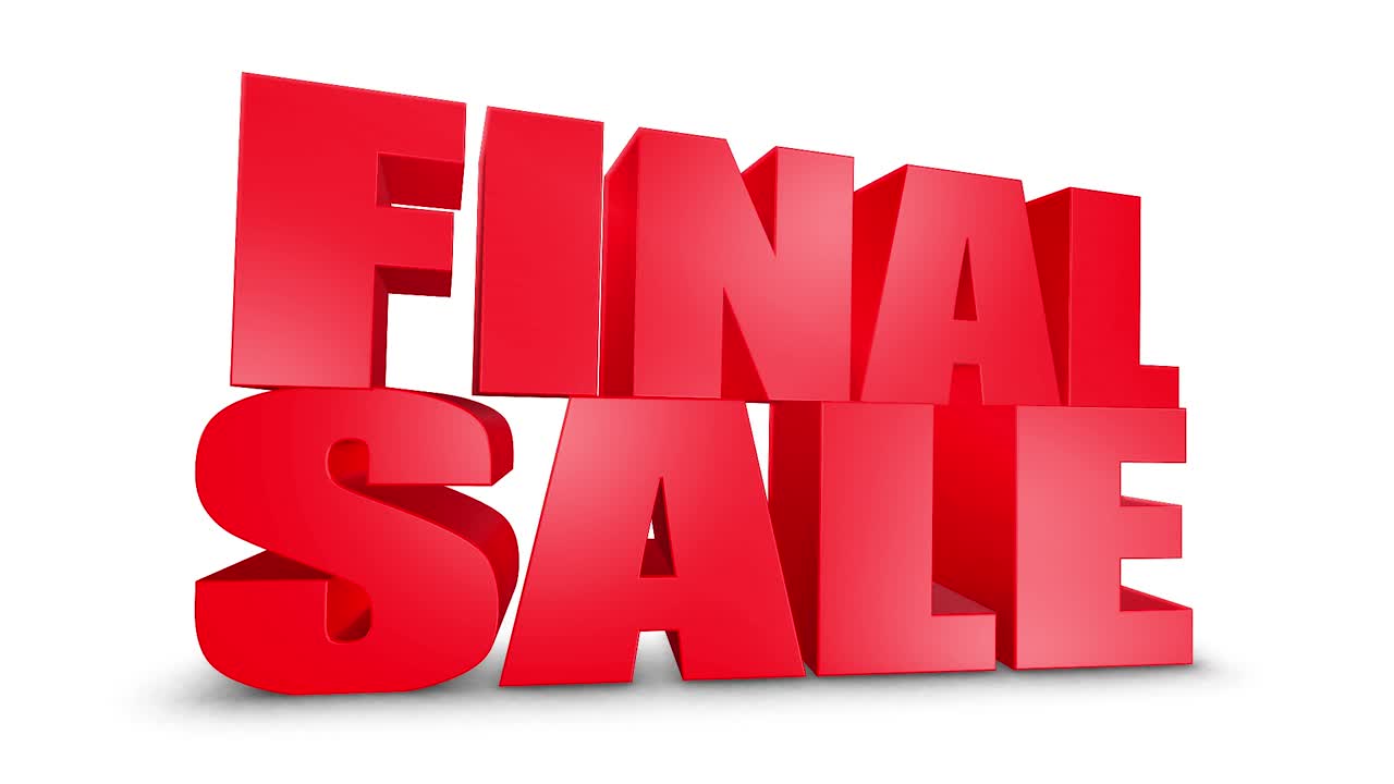 Final sale 3d text on white alpha channel green screen advertising promotion discount offer sale 3d