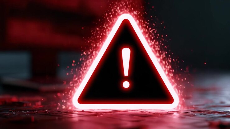 A Glowing Red Warning Symbol Evolving from an Abstract Splash Effect to a Solid Icon, Highlighting Urgency and Attention in a Captivating Visual Transformation
