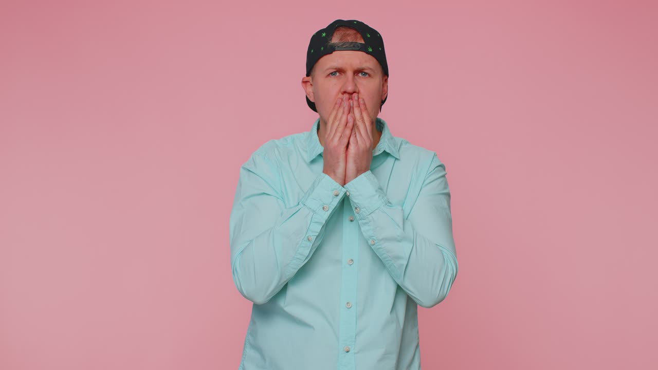 Young man waiting for good luck loses becoming surprised sudden lottery results bad fortune loss