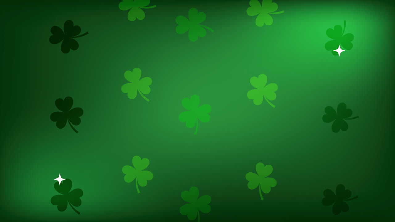 tarjeta animada del día de san patricio con patrón de tréboles