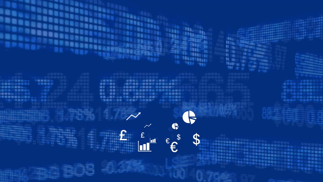 Business icons and financial data