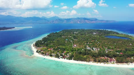 gili meno island with natural saltwater lake near the coast of the lombok, bali