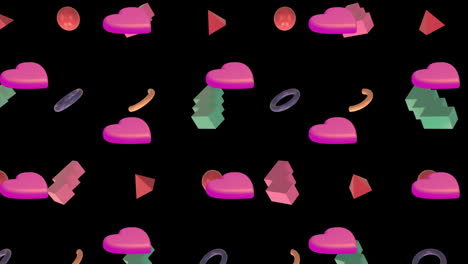 animation farbenfroher formen, die sich auf schwarzem hintergrund wiederholen