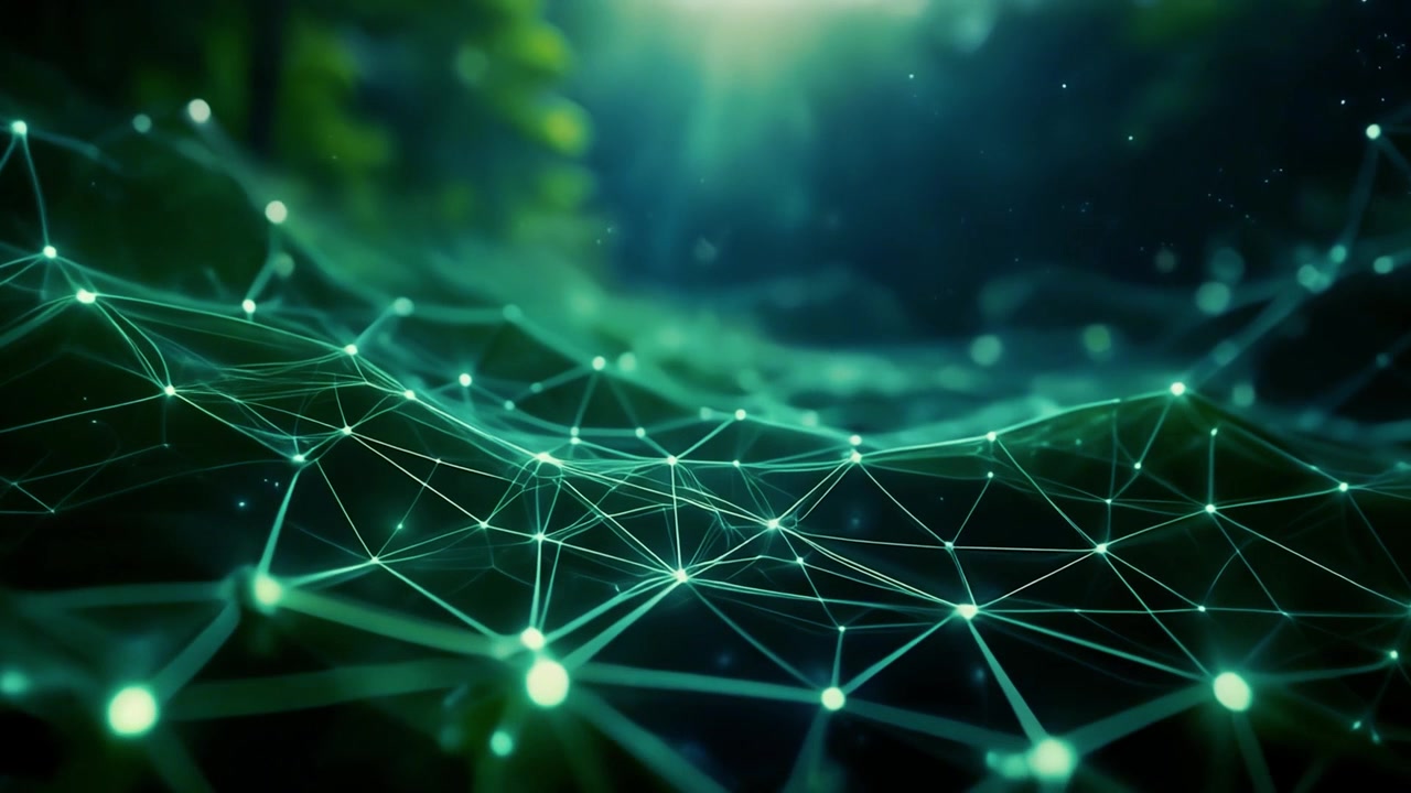 Abstract Digital Network Connection with Glowing Nodes and Lines