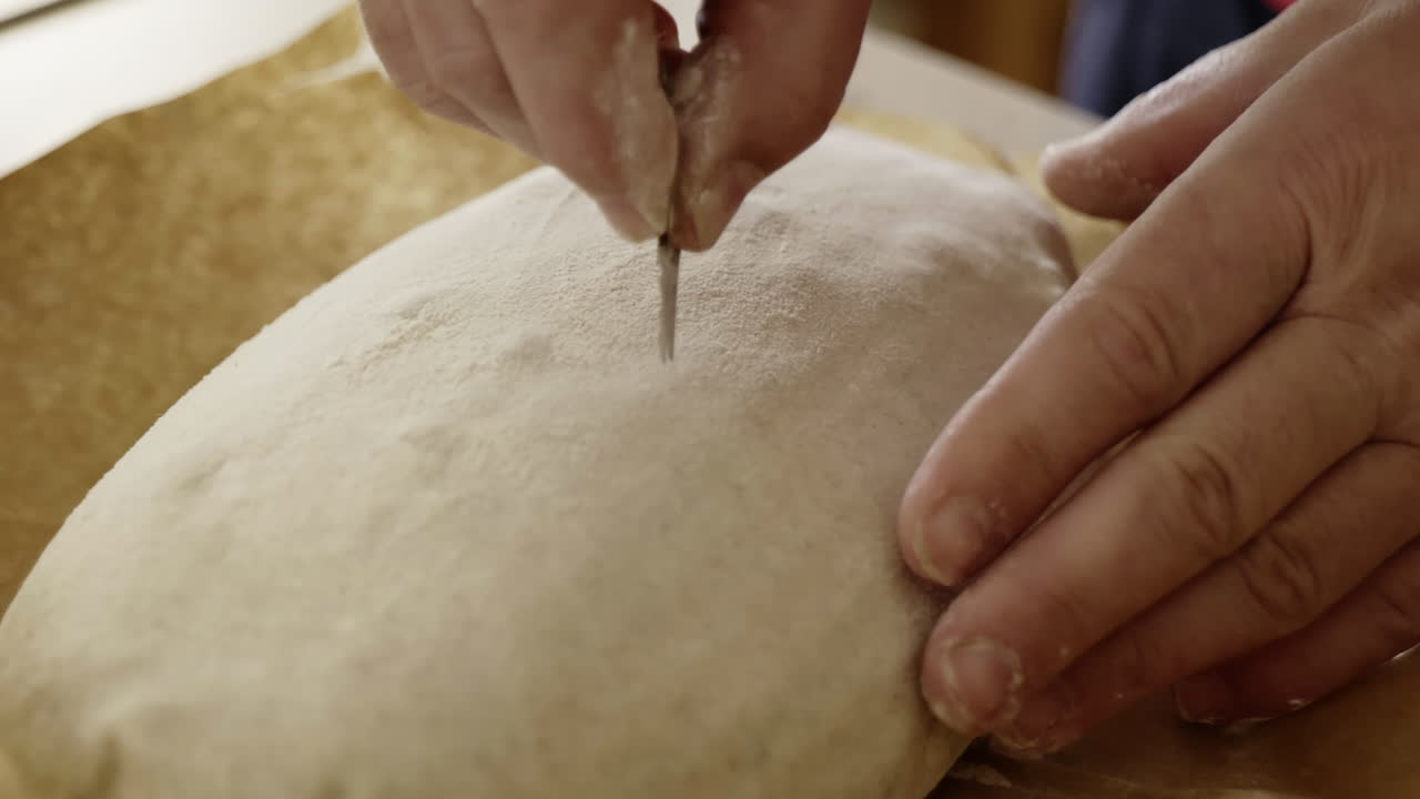 Making artisan bread with a knife