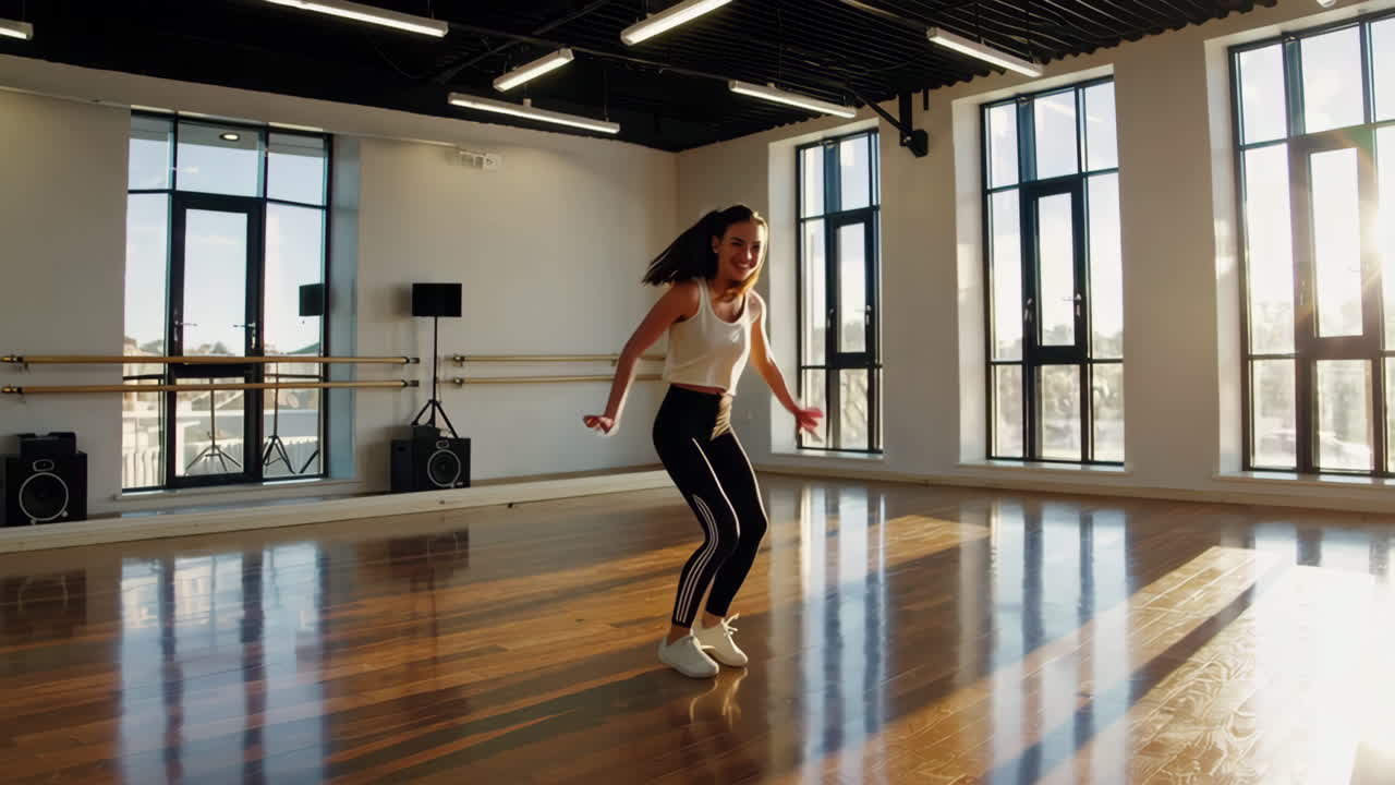 mujer bailando en un estudio de baile