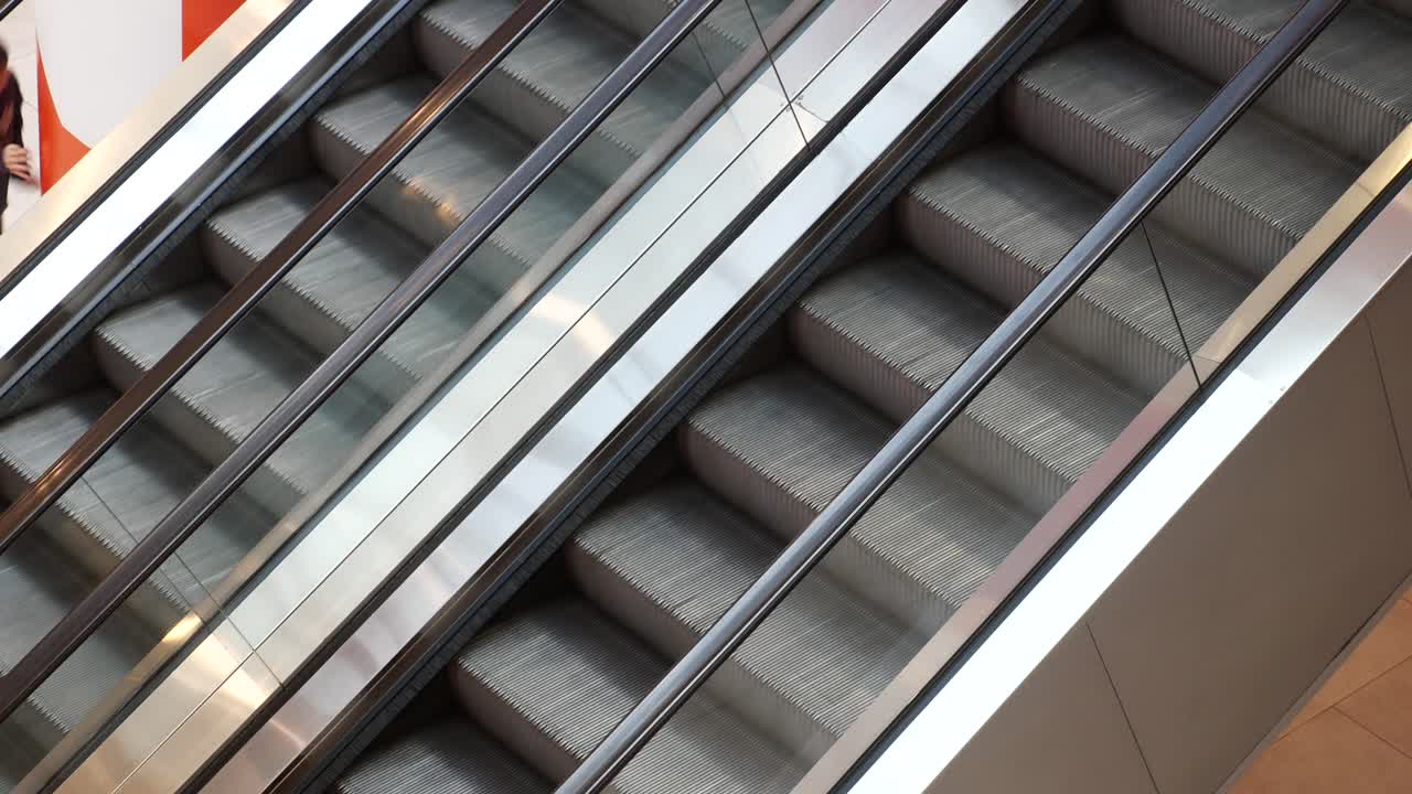 Empty escalator in a shopping mall,