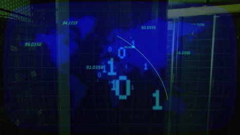 Varios-Números-Flotando-Sobre-El-Mapa-Mundial-Contra-El-Primer-Plano-De-Un-Servidor-Informático