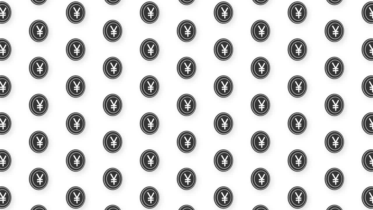 애니메이션 평평한 검은 동전 위안 비디오 원활한 패턴 배경 4k