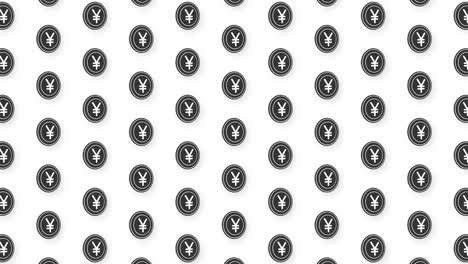 animated flat black coin yuan video seamless pattern background. 4k