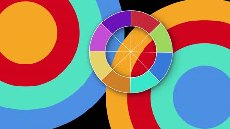 animación de múltiples círculos en movimiento de colores sobre fondo negro