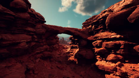 red rock canyon with arch