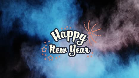 Animation-of-happy-new-year-text-over-colourful-powder