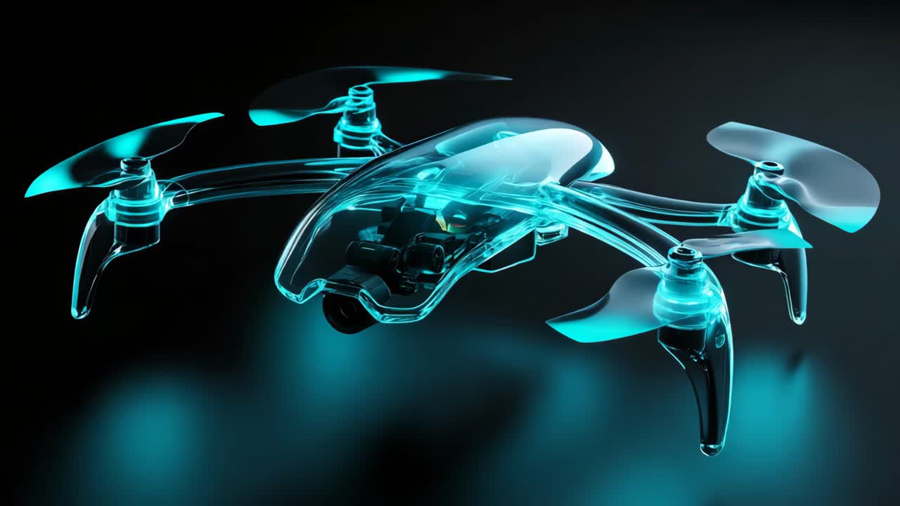 Modern Drone in Turquoise Light