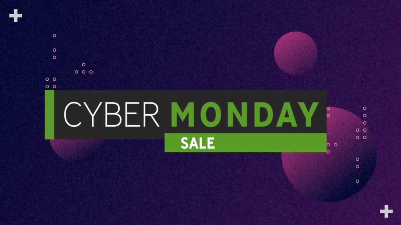 Animation of cyber monday sale text over pattern background