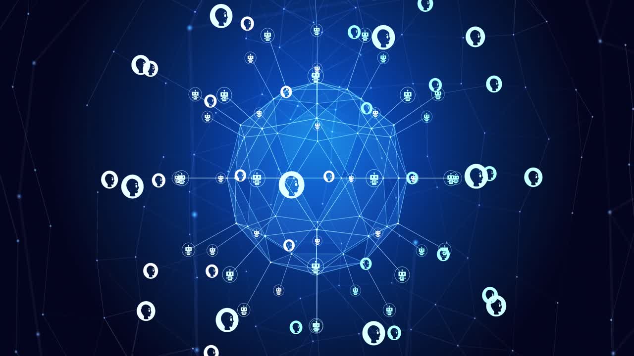 animación de todo el procesamiento de datos en todo el mundo con conexiones con iconos