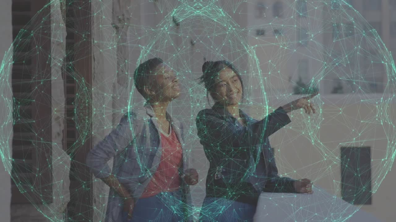 animación de la red de conexiones sobre personas de negocios en la oficina