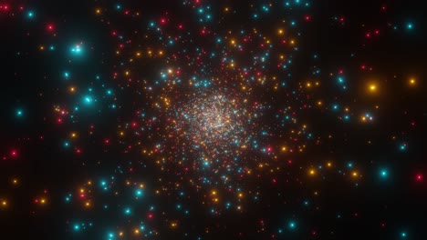 partículas de colores brillantes que vuelan hacia la cámara
