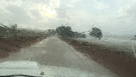 The-view-from-inside-a-safari-vehicle-of-the-rain-and-flooding-along-sand-roads-of-the-Kalahari-in-the-Kgalagadi-Transfrontier-park