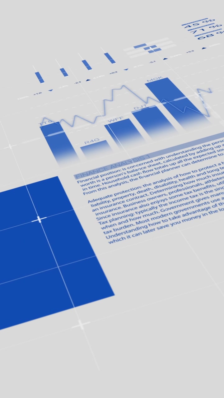 Animation af finansiel databehandling på hvid baggrund