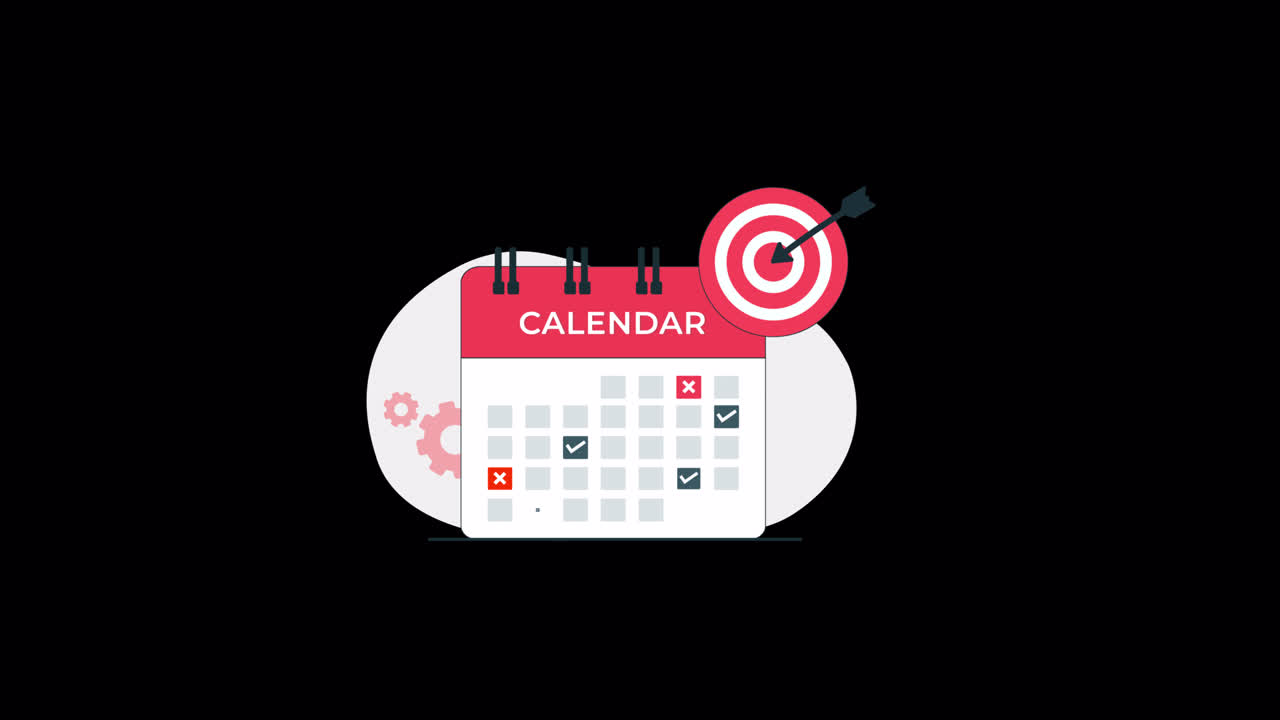 Animeret kalender med opgaver, flueben og målopnåelse