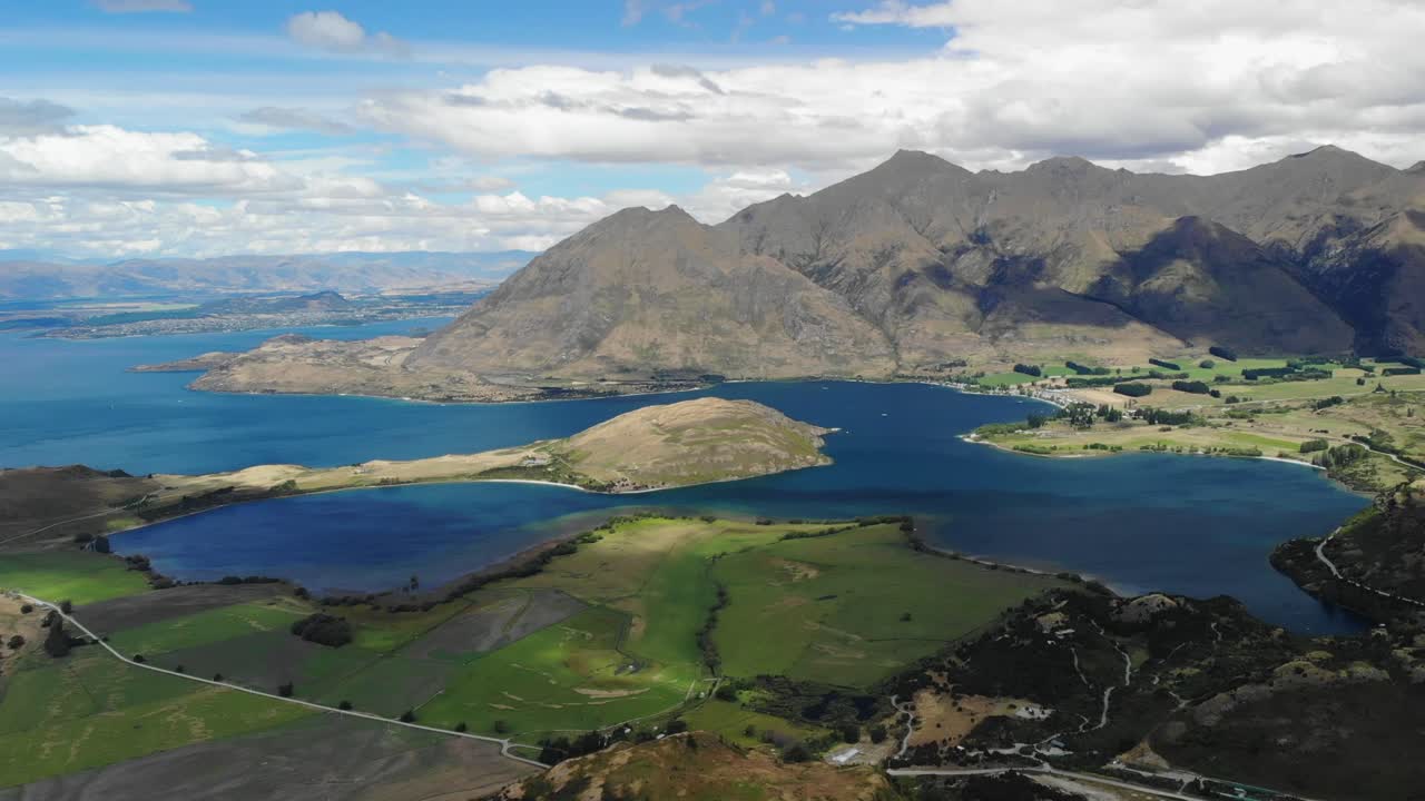 Aerial view of famous Roy's Peak, popular travel destination in New Zealand