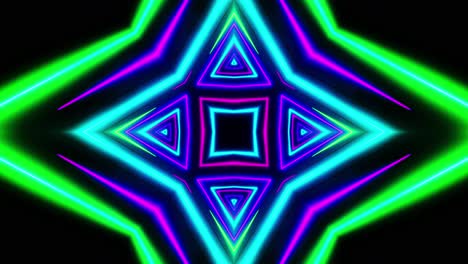 flying through multicolored triangles painted with light. kaleidoscope vj loop.