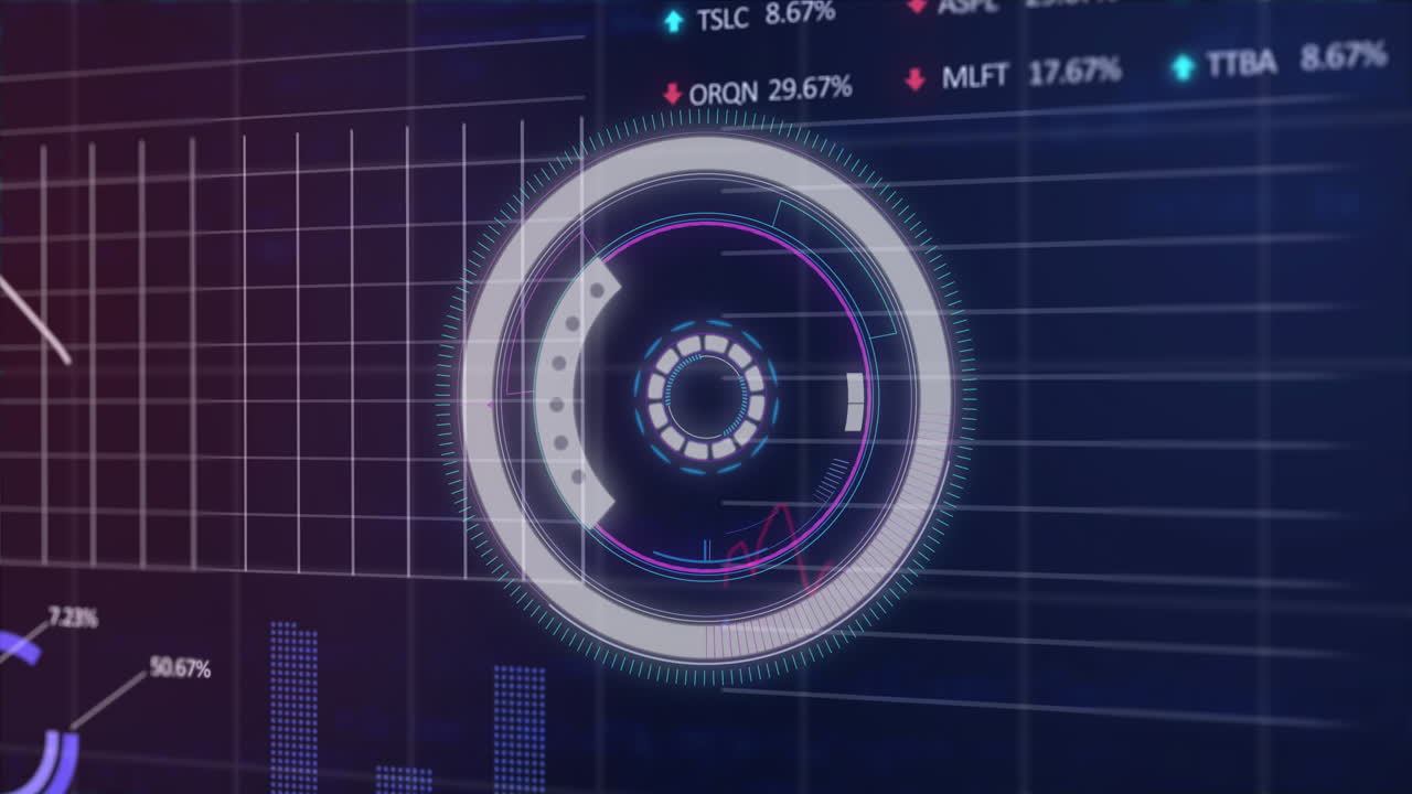 Animation of scope scanning and data processing over blue background